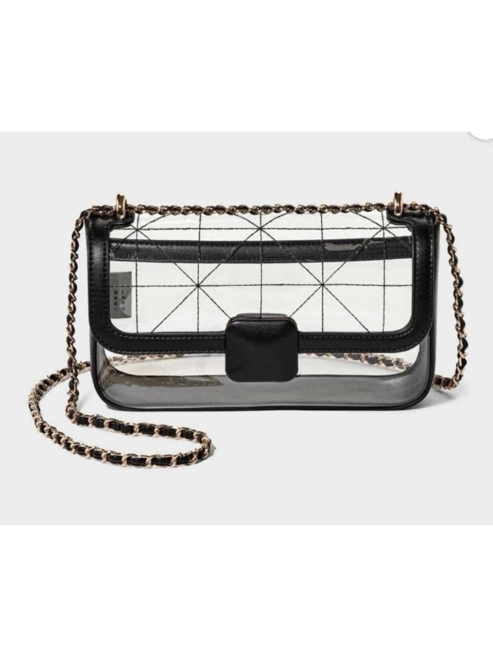 a new day Women's Clear Black and Gold Crossbody Bag